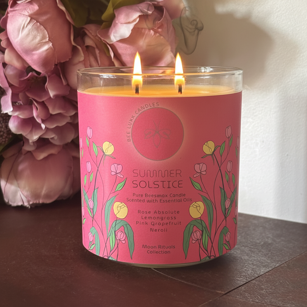 Summer Solstice Beeswax Candle in Glass | Luxury 14oz