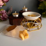 Luxury Gold & White Ceramic Wax Melter with Wax Melts Gift Set