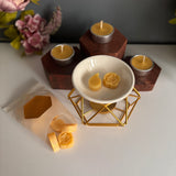 Luxury Gold & White Ceramic Wax Melter with Wax Melts Gift Set