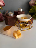 Luxury Gold & White Ceramic Wax Melter with Wax Melts Gift Set