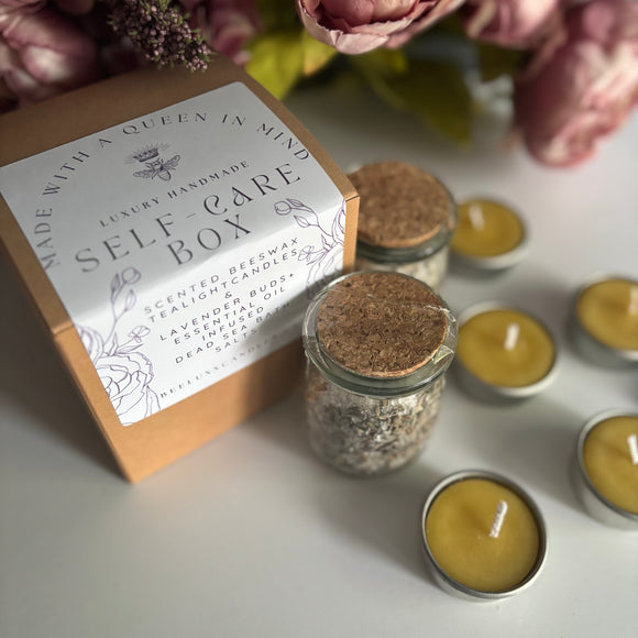 Self-Care Box | Organic Lavender Bath Salts & Candles