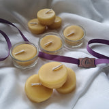 Pure Beeswax Tealight Candles with Refillable Glass Holders