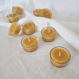 Pure Beeswax Tealight Candles with Refillable Glass Holders